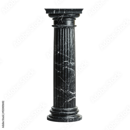 PNG Black marble column on a white background