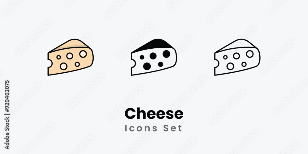 Cheese Icons thin line and glyph vector icon stock illustration Cheese Icons thin line and glyph vector icon stock illustration