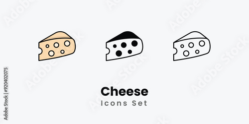 Cheese Icons thin line and glyph vector icon stock illustration