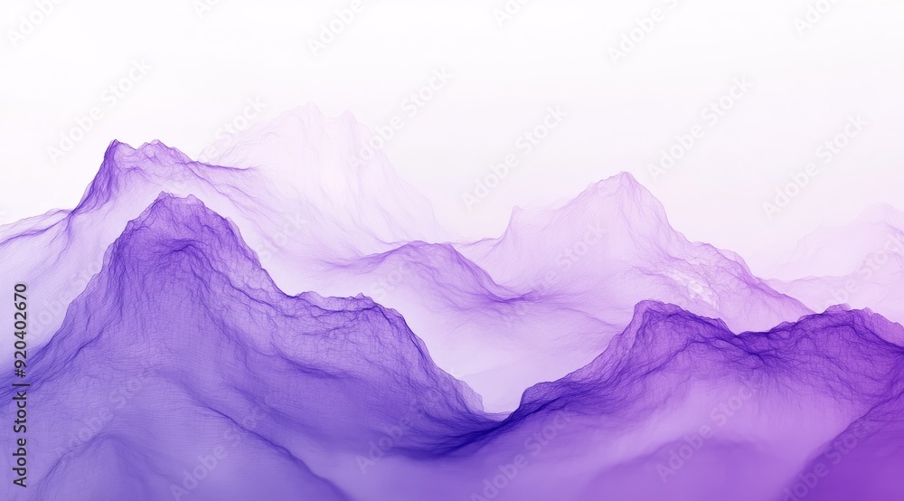 A stunning abstract composition with purple mountain shapes in a fluid style, evoking tranquility and calmness A stunning abstract composition with purple mountain shapes in a fluid style, evoking tranquility and calmness