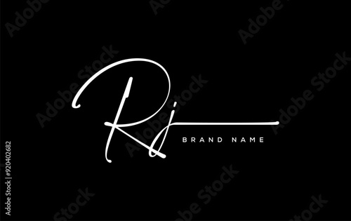 RJ letter beauty handwriting vector logo.