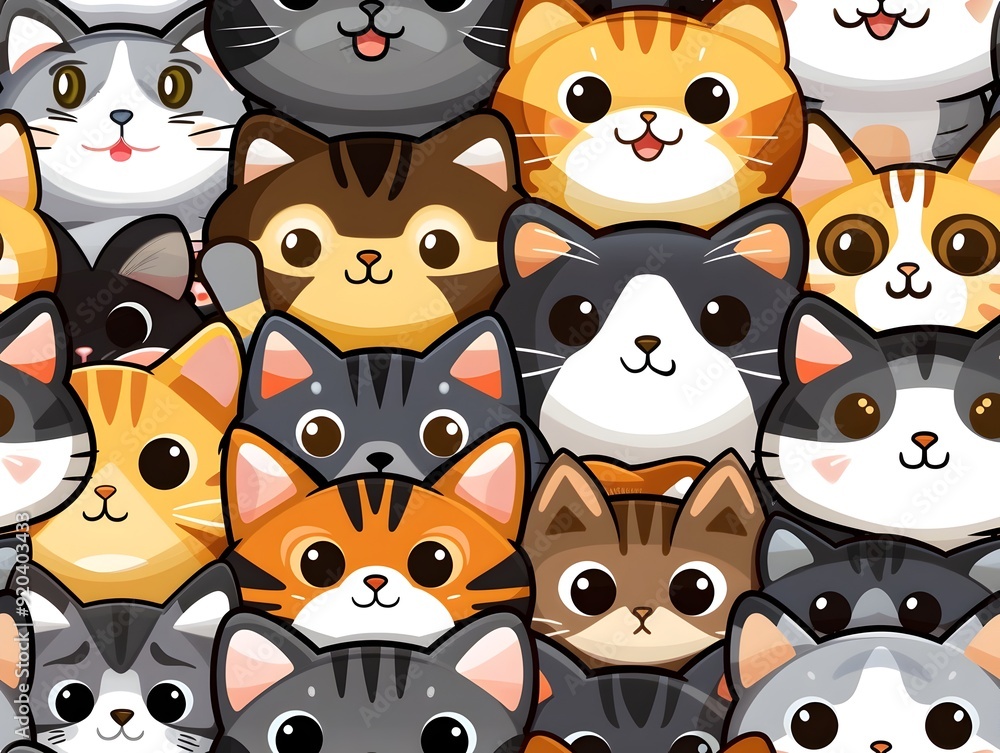 Cute Cartoon Cats Pattern. Cute Cartoon Cats Pattern.