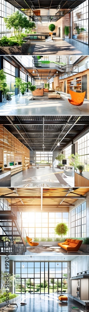 Modern Loft Apartment Interior with Large Windows and Natural Light. Modern Loft Apartment Interior with Large Windows and Natural Light.