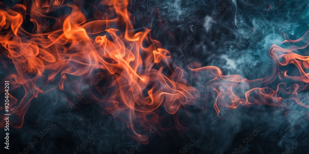 A captivating blend of orange and blue flames with swirling smoke, perfect for digital art and media designs A captivating blend of orange and blue flames with swirling smoke, perfect for digital art and media designs