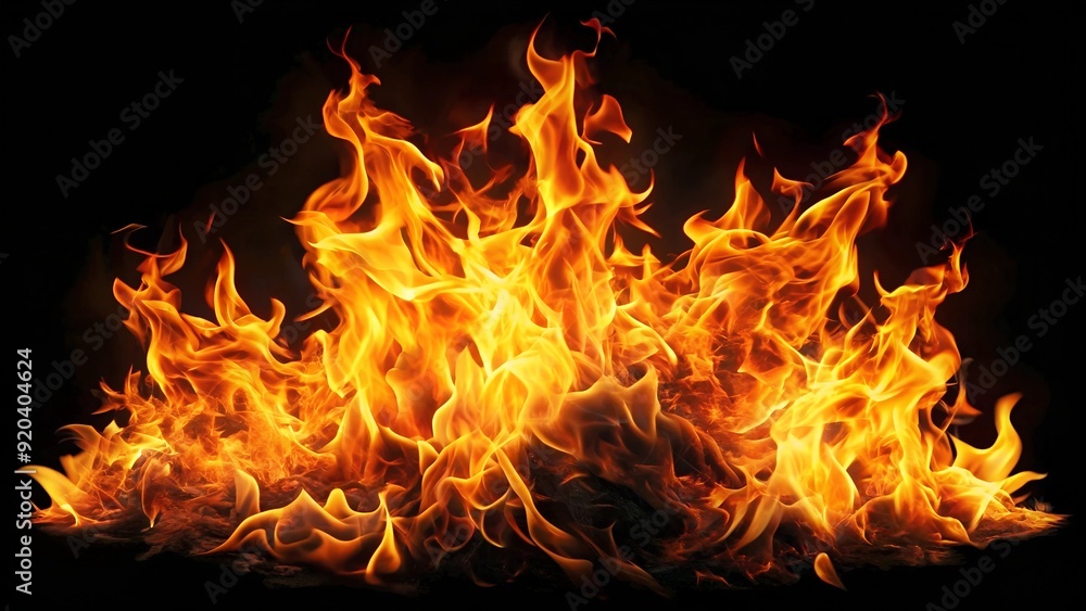 Bright and dynamic fire flames, cut out