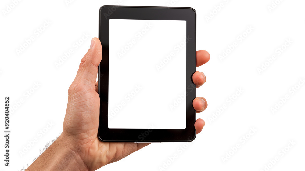 Vertical Tablet in Hand with White Blank Screen Isolated Vertical Tablet in Hand with White Blank Screen Isolated