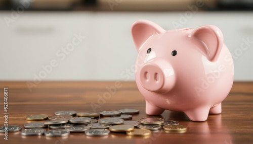 piggy bank and coins