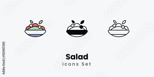 Salad Icons thin line and glyph vector icon stock illustration photo