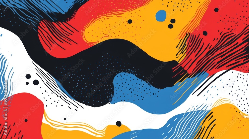 Abstract colorful background with wavy lines and dots. Abstract colorful background with wavy lines and dots.