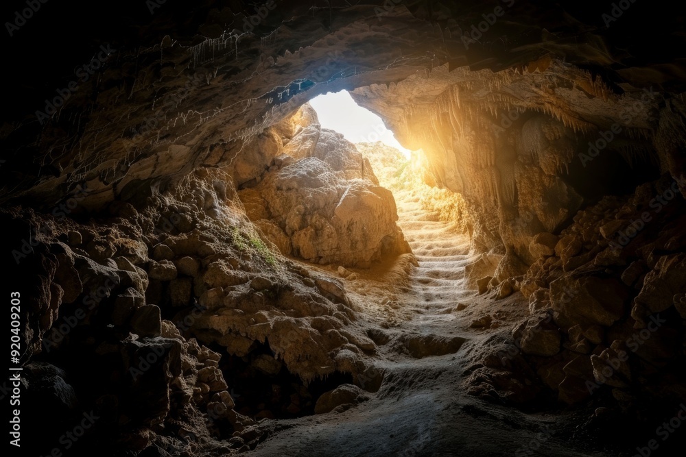 A deep cave evokes a profound sense of discovery and journey, highlighting the depth and exploration within its vast, mysterious spaces A deep cave evokes a profound sense of discovery and journey, highlighting the depth and exploration within its vast, mysterious spaces