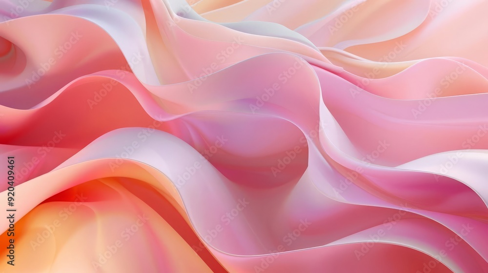 Obraz premium Organic 3D shapes with fluid, wavy lines, Abstract, Soft Colors, Smooth, High Detail