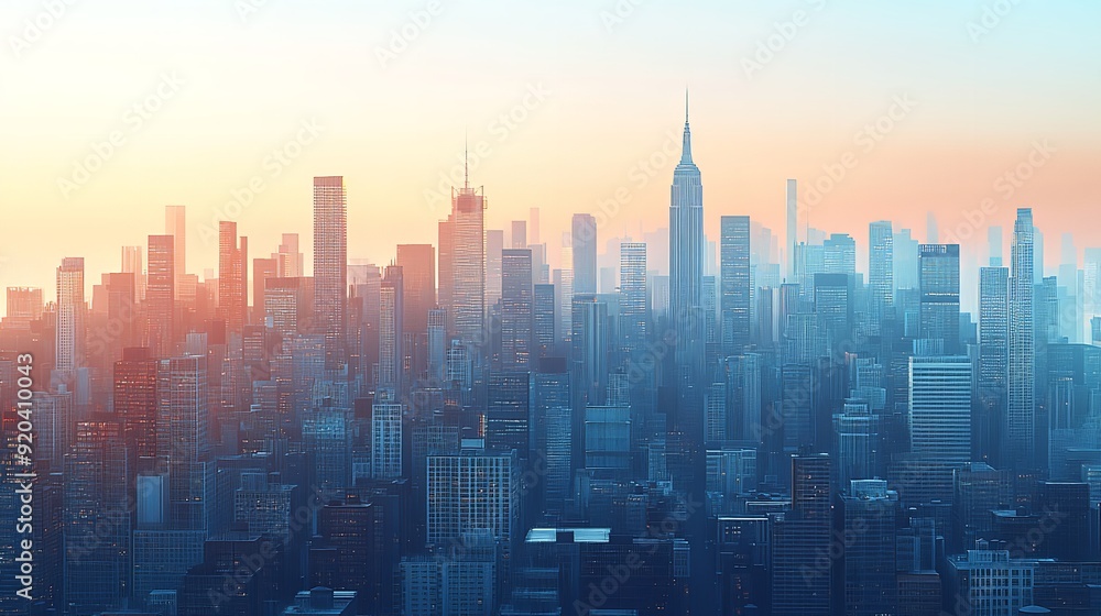 Fototapeta premium Vivid Sunset Skyline with Pink and Purple Hues Over Cityscape