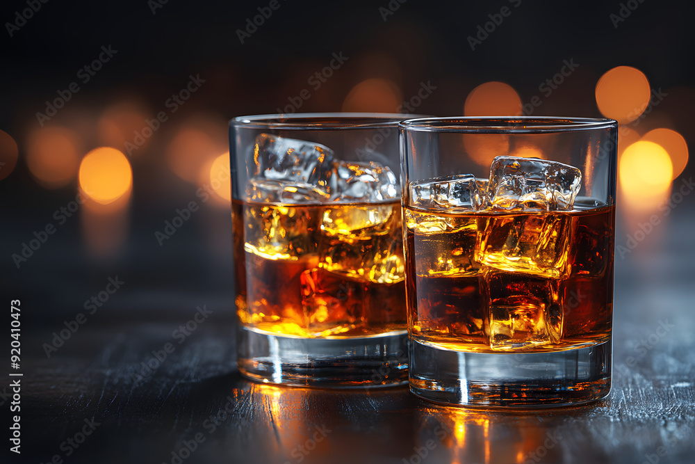 Edler Tropfen: Whiskey mit Eis im stilvollen Ambiente Edler Tropfen: Whiskey mit Eis im stilvollen Ambiente