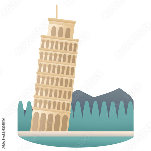 Leaning Tower of Pisa. decoration. sticker. graphic