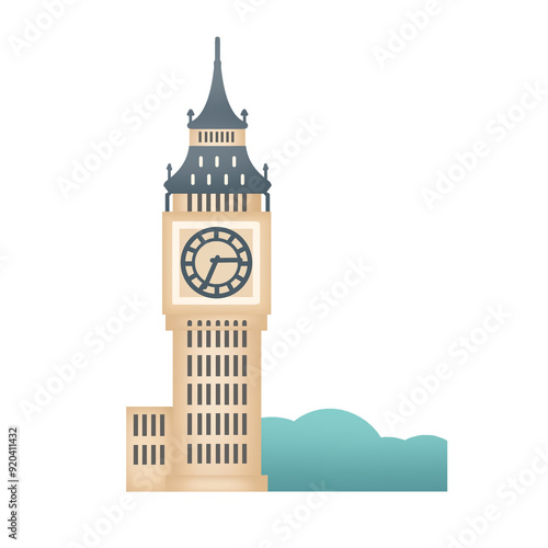 big ben clock tower. decoration. sticker. graphics.