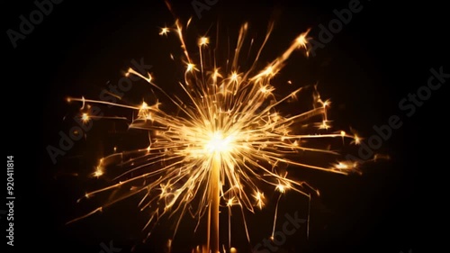 Wallpaper Mural A close-up of a sparkling firework burst, radiating golden light and energy, creating a dazzling and festive display against a dark background Torontodigital.ca