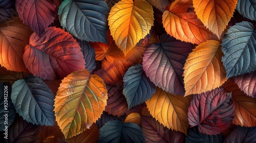 Wallpaper Mural Colorful autumn leaves laid out in a natural arrangement showcasing vibrant hues and textures in a forest setting Torontodigital.ca