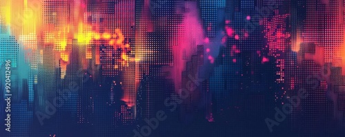 Abstract background with pixelated patterns, Retro, Bright Colors, High Contrast, Digital Art