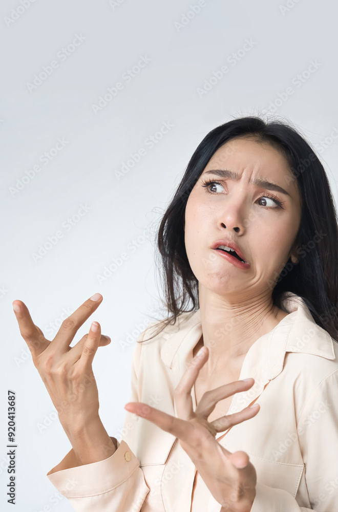 Disappointed, negative, displeased asian woman expressing denying face expression with disappointment Disappointed, negative, displeased asian woman expressing denying face expression with disappointment