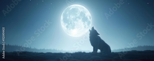 Werewolf howling at the moon, Halloween background photo