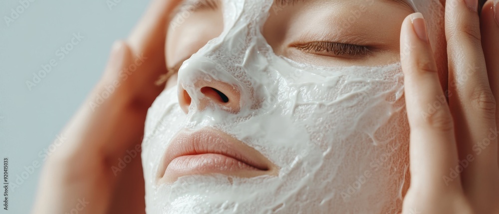 Close-up of Fingers Applying Textured Mask for Even Skin Hydration, Skincare Routine and Beauty Treatment Concept Close-up of Fingers Applying Textured Mask for Even Skin Hydration, Skincare Routine and Beauty Treatment Concept