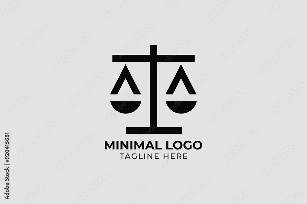 Fototapeta premium minimalist justice and pillar logo design, attorney logo vector design. justice law logo design template
