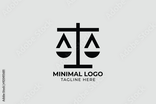 minimalist justice and pillar logo design, attorney logo vector design. justice law logo design template
