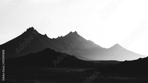 Sinister silhouette of looming mountains