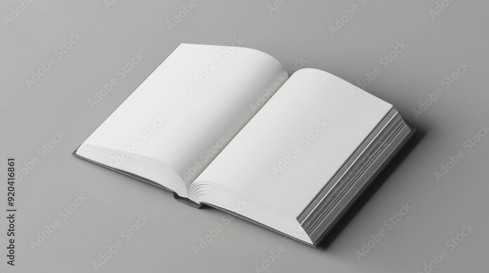 An Open Book with Blank Pages on a Gray Surface An Open Book with Blank Pages on a Gray Surface