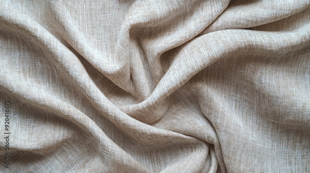 Wrinkled Beige Fabric with a Textured Surface Wrinkled Beige Fabric with a Textured Surface