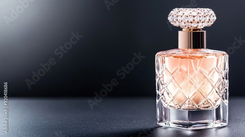 Perfume bottle with sparkling jewels, emphasizing luxury and exclusivity