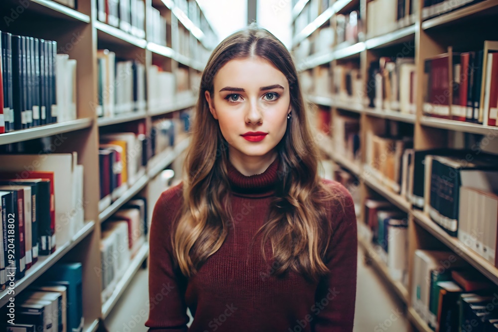 Woman in a Library. Woman in a Library.