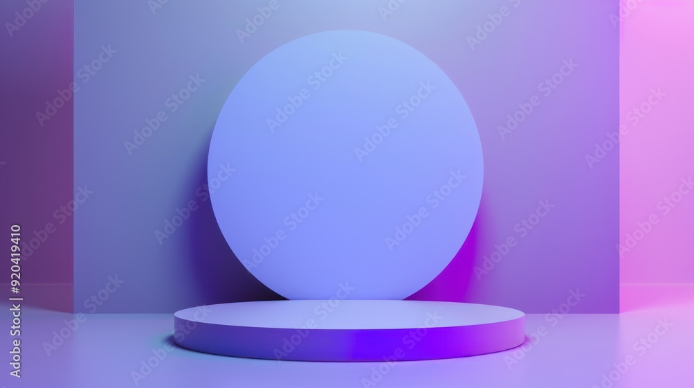 Abstract 3D Render with Circle and Platform on Colored Background Abstract 3D Render with Circle and Platform on Colored Background