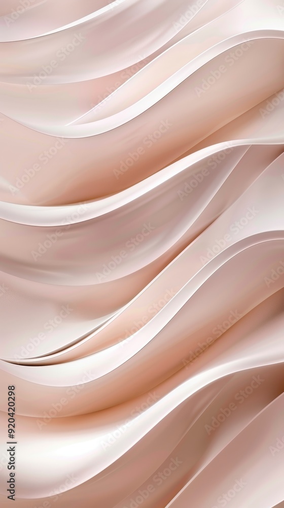 Fototapeta premium The elegant folds of warm beige fabric flow softly, showcasing texture and design potential for various projects