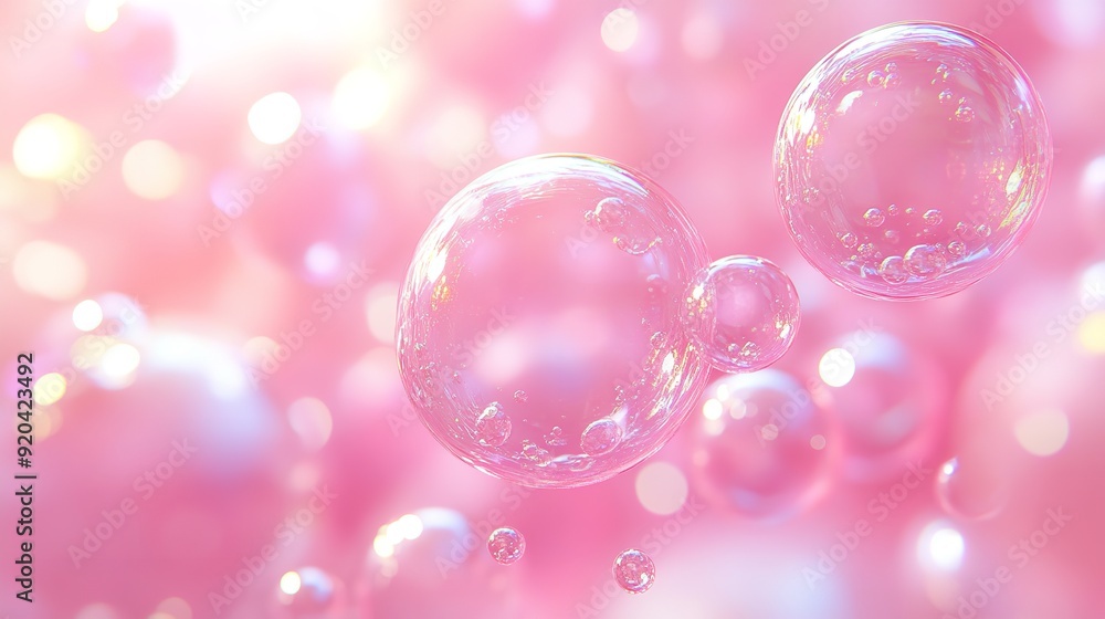 Captivating Soap Bubbles on Delicate pink Background Captivating Soap Bubbles on Delicate pink Background