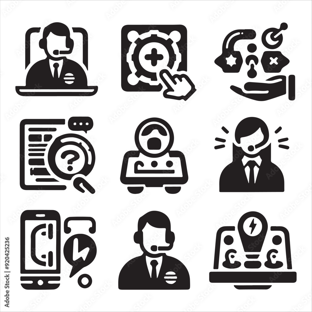 Customer service editable stroke and solid web icon set. Vector illustration
Customer service editable stroke and solid web icon set. Vector illustration