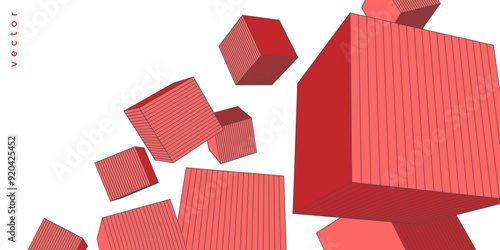 Geometric cubes and squares. Abstract background from geometric shapes. Vector illustration.