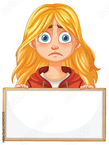 Sad Girl Holding Blank Sign