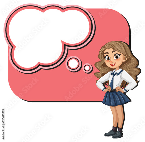 Schoolgirl with Thought Bubble