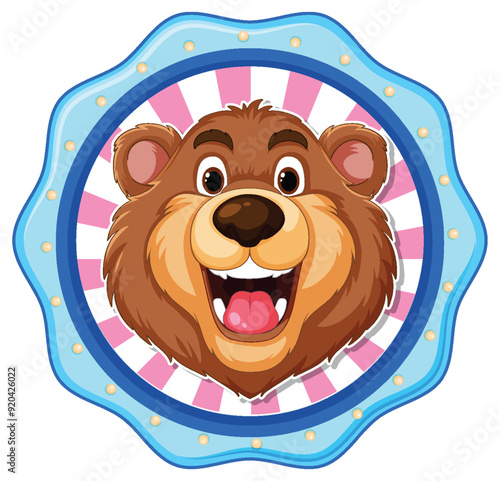 Happy Bear in Blue Badge