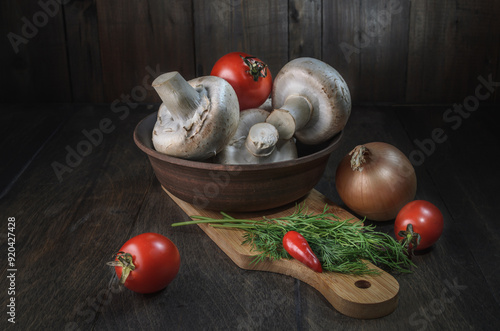 mushrooms and other ingredients