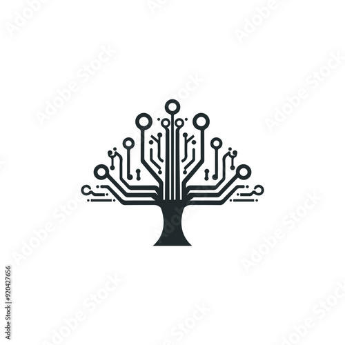 tech tree logo vector, tech tree electrical circuit digital logo, tree tech logo creative digital system design 