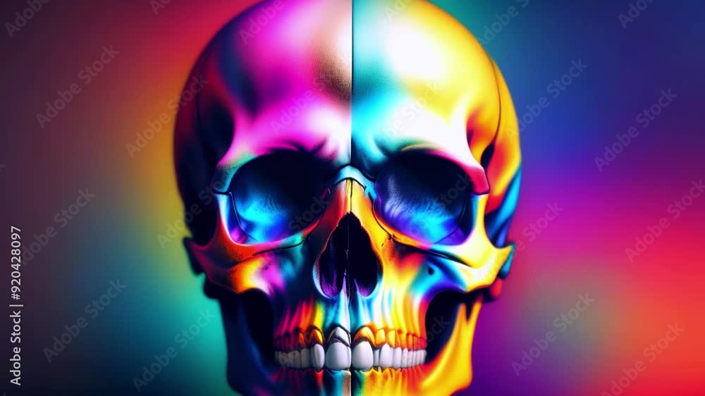 neon skull split in half with colorful lighting modern digital art vivid hues abstract design glowing symmetry surreal artwork contemporary style bright colors
neon skull split in half with colorful lighting modern digital art vivid hues abstract design glowing symmetry surreal artwork contemporary style bright colors