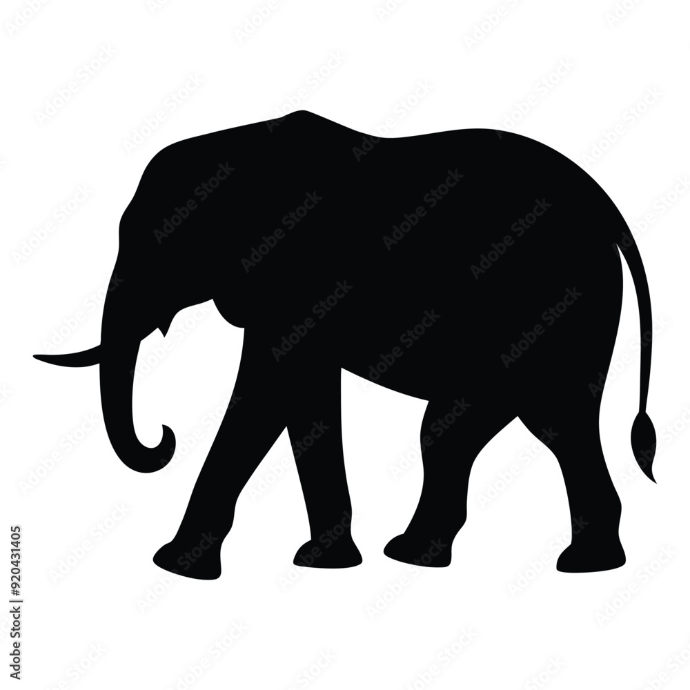 Fototapeta premium Illustration of Walking Elephant silhouette isolated 