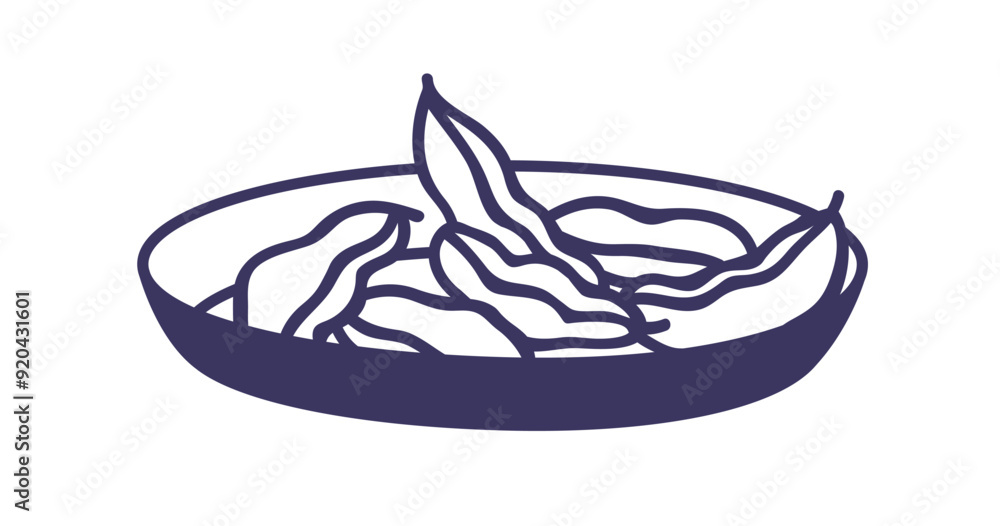 Edamame, soybeans in bowl, traditional Asian snack. Soy bean pods on plate, Japanese and Chinese cuisine. Healthy vegan ingredient, eating. Flat vector illustration isolated on white background Edamame, soybeans in bowl, traditional Asian snack. Soy bean pods on plate, Japanese and Chinese cuisine. Healthy vegan ingredient, eating. Flat vector illustration isolated on white background
