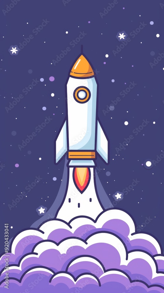 A rocket ascends into the sky with a vibrant purple backdrop, marking Astronaut Day and a new school year A rocket ascends into the sky with a vibrant purple backdrop, marking Astronaut Day and a new school year