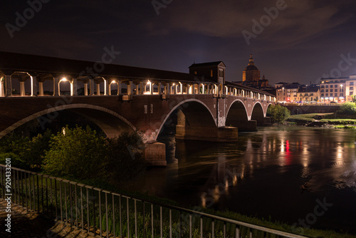 Obraz na płótnie Pavia bridge covered bridge hamlet village country w salonie