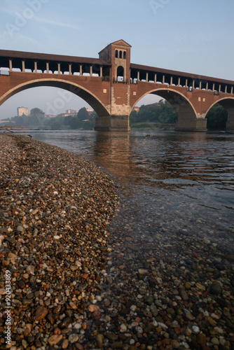 Obraz na płótnie Pavia bridge covered bridge hamlet village country w salonie