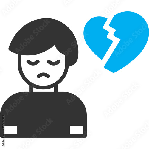 Broken heart vector icon in dual-tone style  