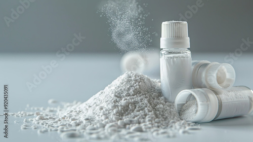 High-quality photo of dry powder inhalers arranged on a surface with an angled view, showcasing the design and features of the inhalers in a clinical setting. 

 photo